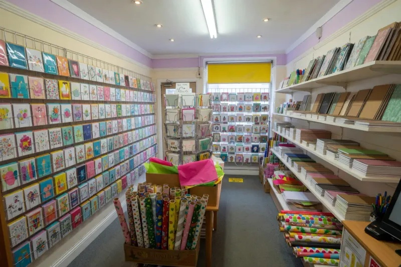 Card and stationery shop interior.