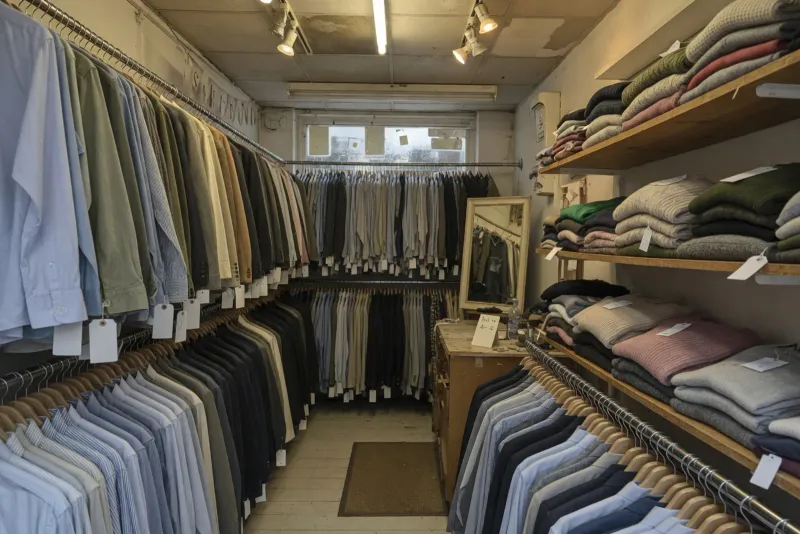 High-street fashion shop interior.