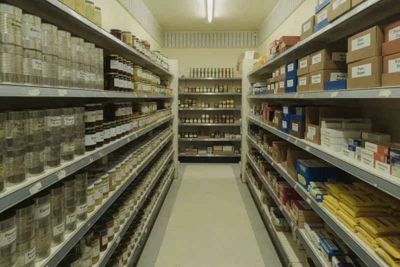 Retail shop aisles of the kind counted on a professional stocktake.