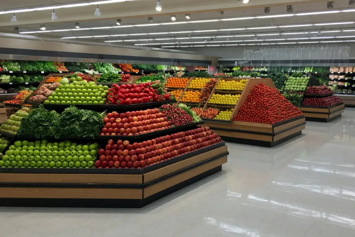 Produce department in a grocery shop — illustration of premises we attend, not a staff portrait.